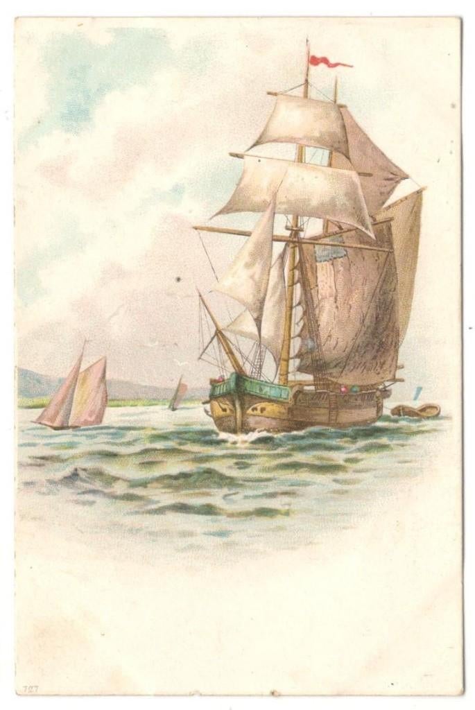 Jt20-168    Scheepvaart, Verzenden, Zo goed als nieuw, Zeilboot, Kaart, Foto of Prent