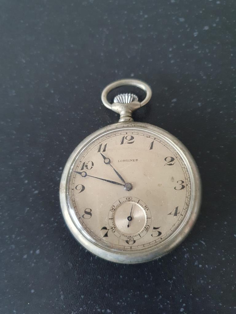 Antiek Longines Zakhorloge - Zilver, Sieraden, Tassen en Uiterlijk, Horloges | Antiek, Zakhorloge, 1900 tot 1930, Ophalen of Verzenden