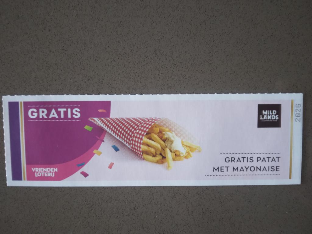 WILDLANDS - bon voor gratis patat met mayonaise, Tickets en Kaartjes, Eén persoon, Arrangement, Overige typen