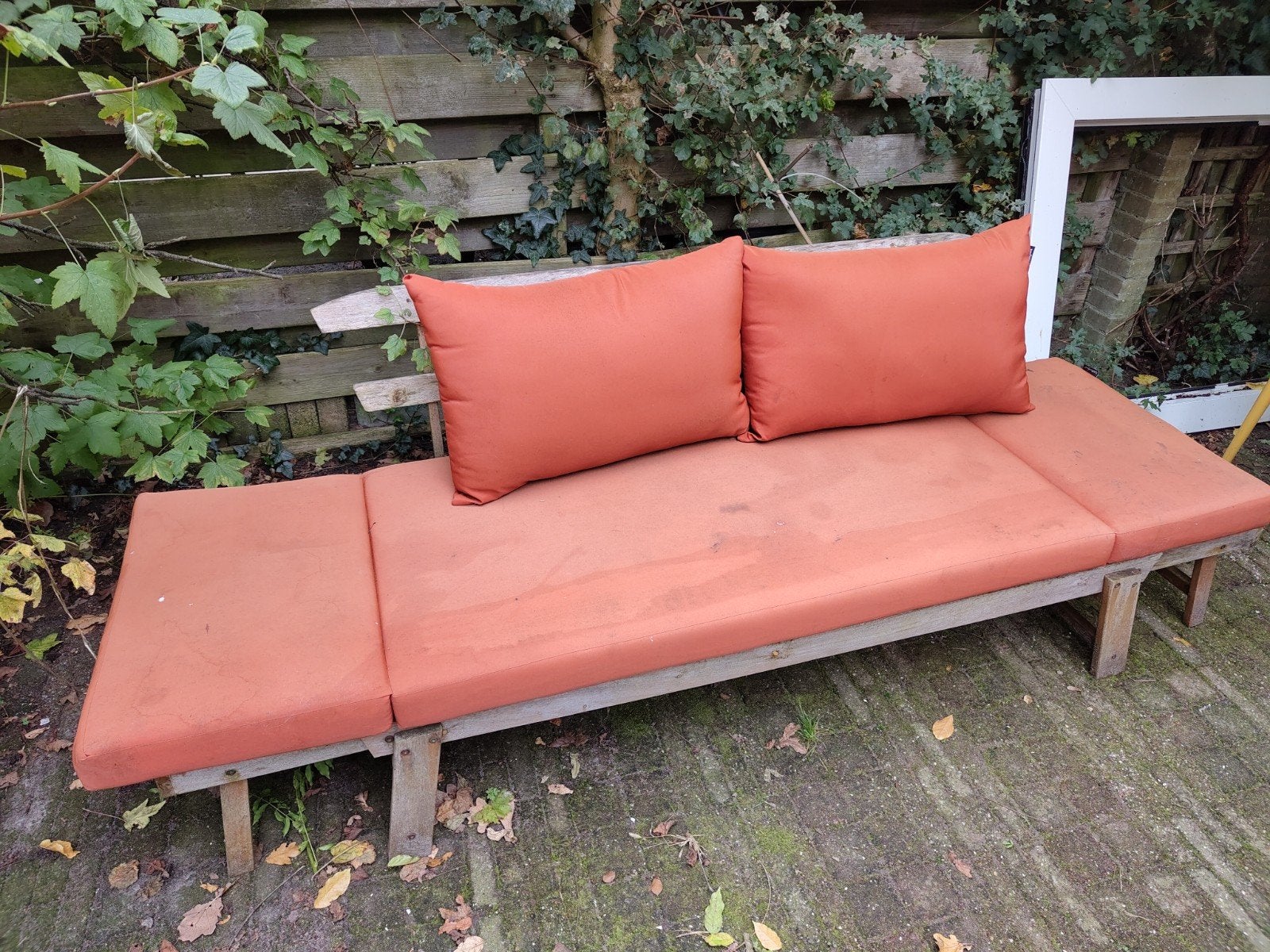 Lanterfant tuinbank met kussens gratis op te halen, Ophalen, Gebruikt, Hout