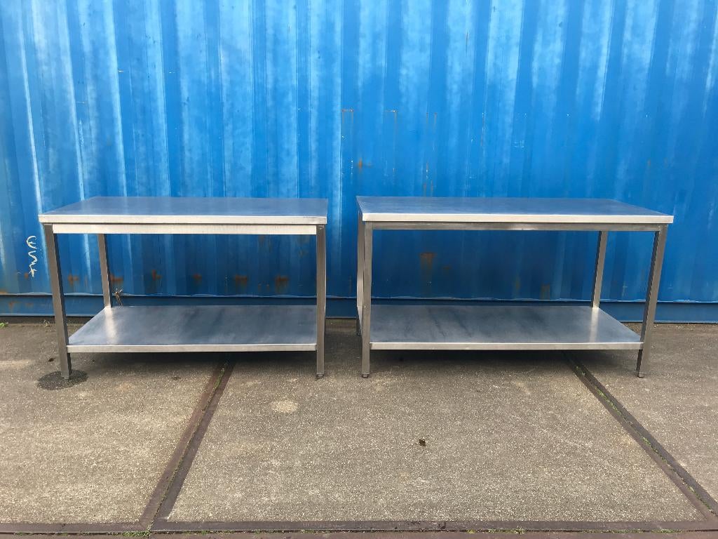 2x RVS werktafels 160 & 140 bij 70, Ophalen, Gebruikt