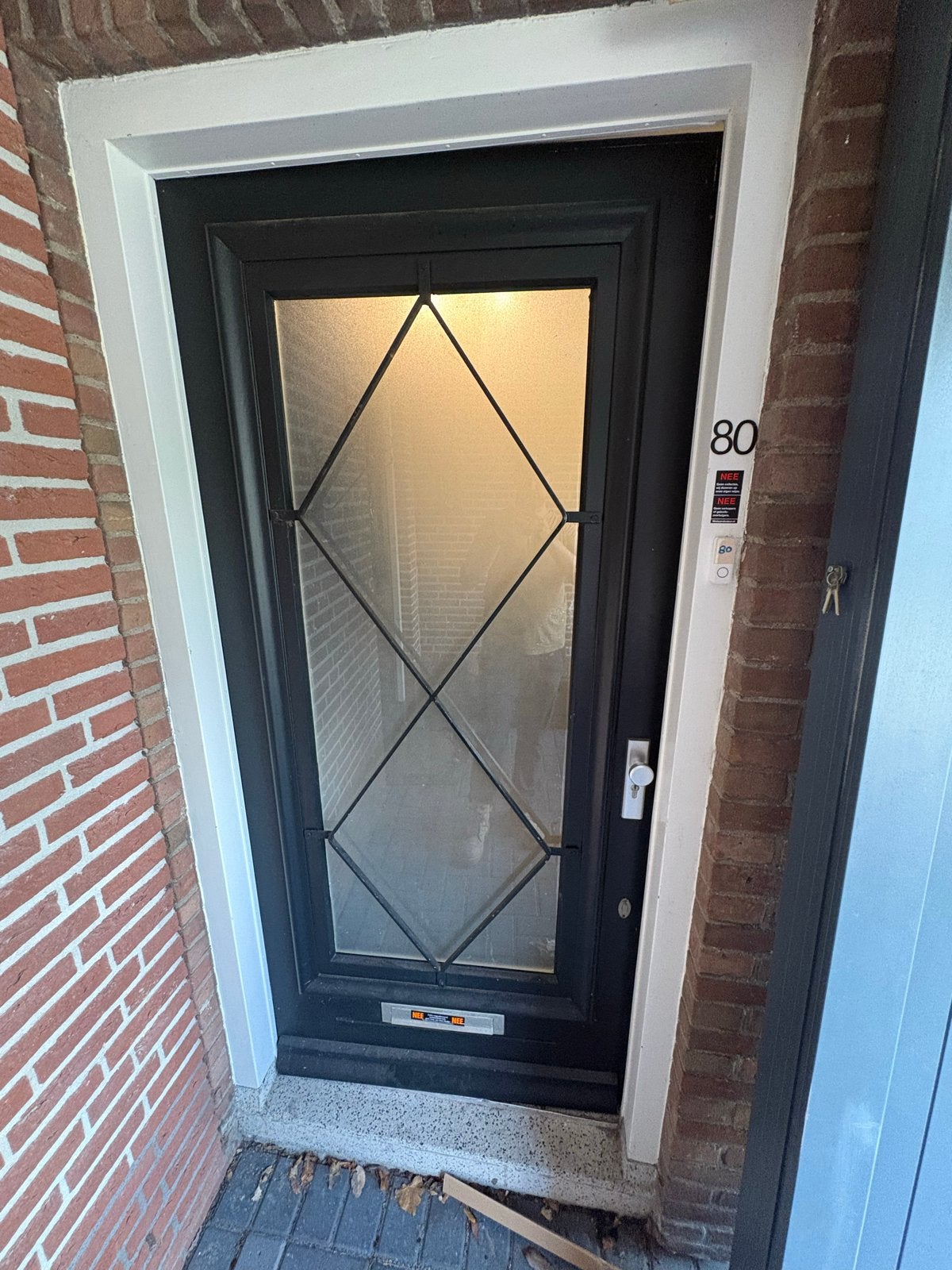Zwarte buitendeur met glas en brievenbus 212 97,5, Gebruikt, 80 tot 100 cm, Ophalen of Verzenden, 200 tot 215 cm