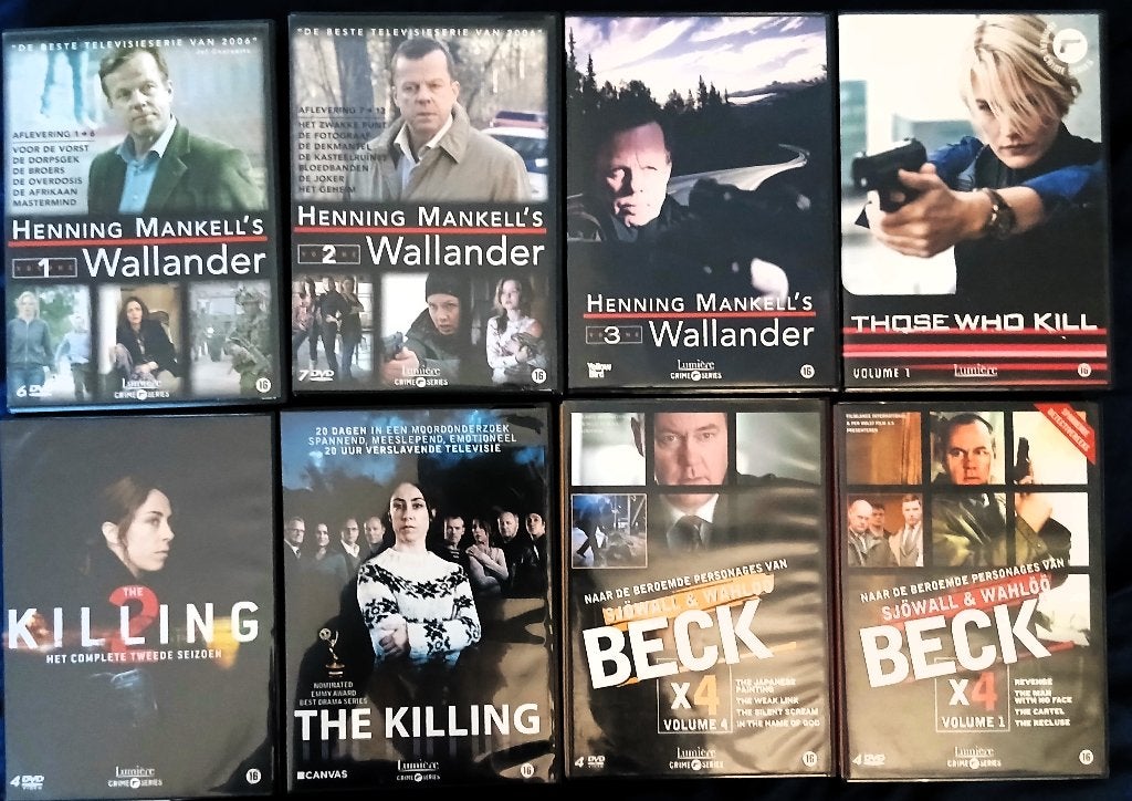 044  verzameling 8 DVD boxen Scandinavische Detectives, Cd's en Dvd's, Engels, Verzenden, Nederlands, Zo goed als nieuw