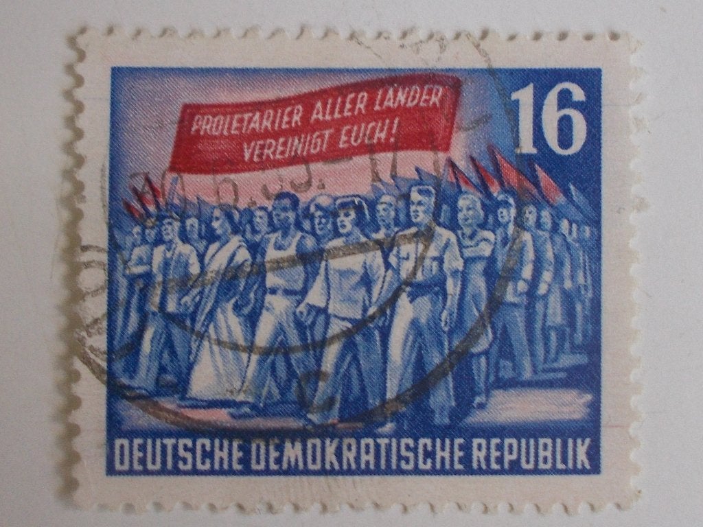 DDR, Postzegel Marx 16 Pfennig 1953., Postzegels en Munten, Ophalen, DDR, Gestempeld