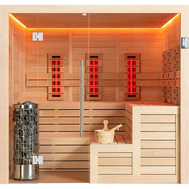 Luxe Combi Sauna XXL | 6 Full Spectrum | €1.700 KORTING, Sport en Fitness, Info@inner-stillness.nl, Fins of Traditioneel, 7665VB