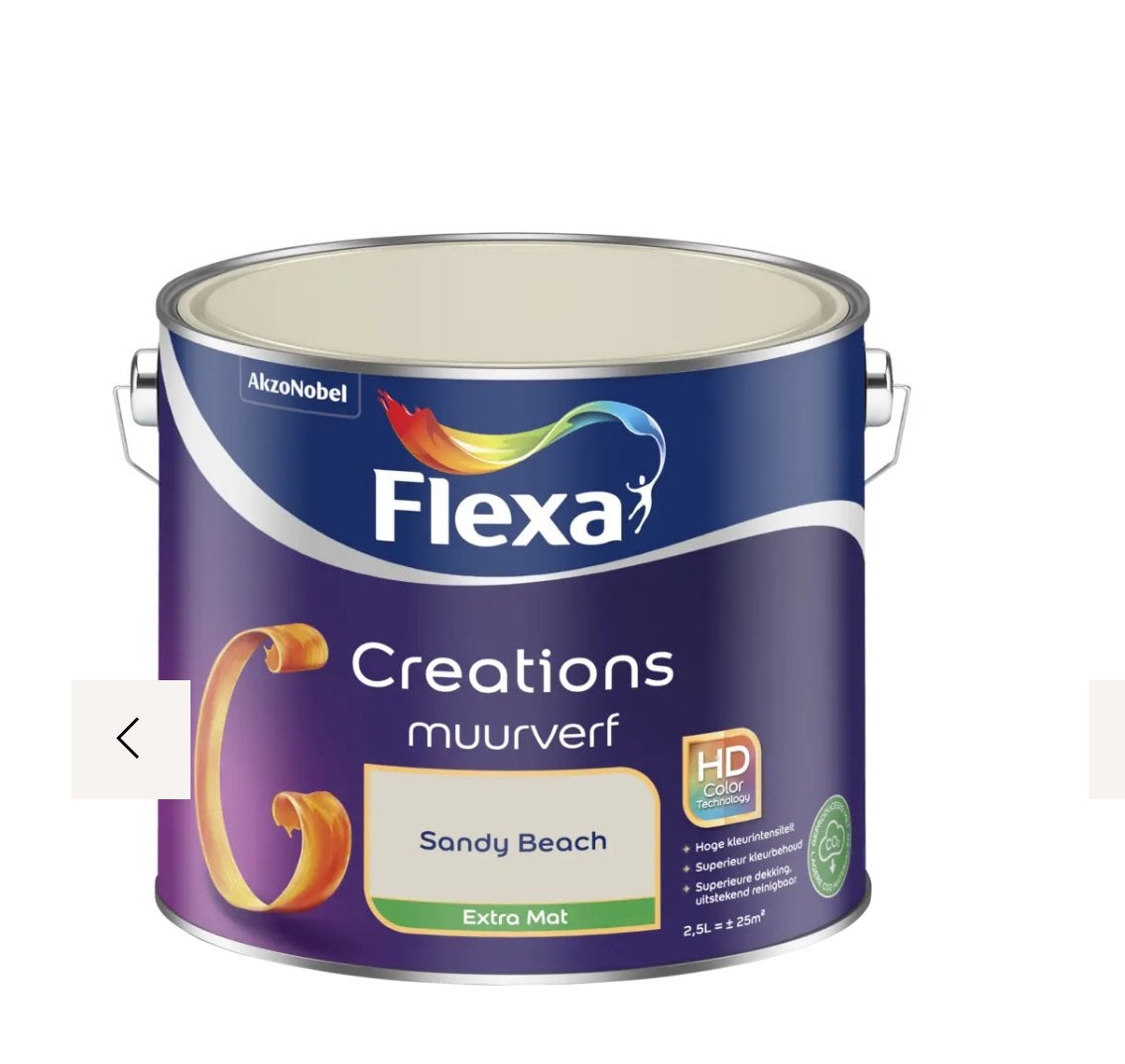 Ongebruikt Flexa Creations Muurverf Sandy Beach 2,5L, Ophalen, Beige, Minder dan 5 liter, Verf