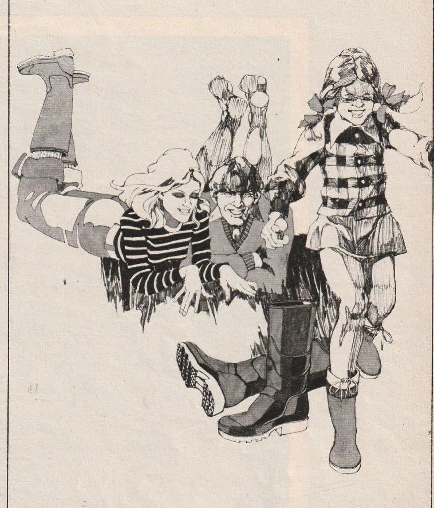 Retro reclame 1974 Hevea kinder laarzen uit Heveadorp, Verzamelen, Retro, Overige typen, Verzenden