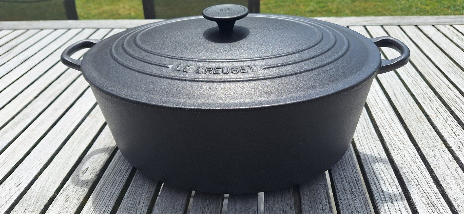 Le Creuset cocotte 35cm in zeer goede staat, Met handvatten, Gebruikt, Le Creuset, Ophalen of Verzenden
