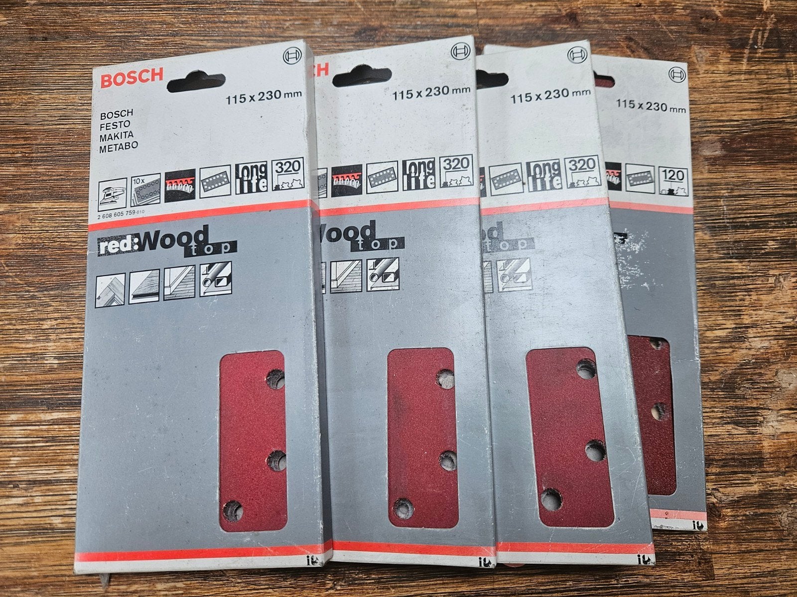 4 verpakkingen Bosch Red Wood schuurvellen 115x230 mm, Ophalen of Verzenden, Bosch, Info@bosch.nl, Duitsland