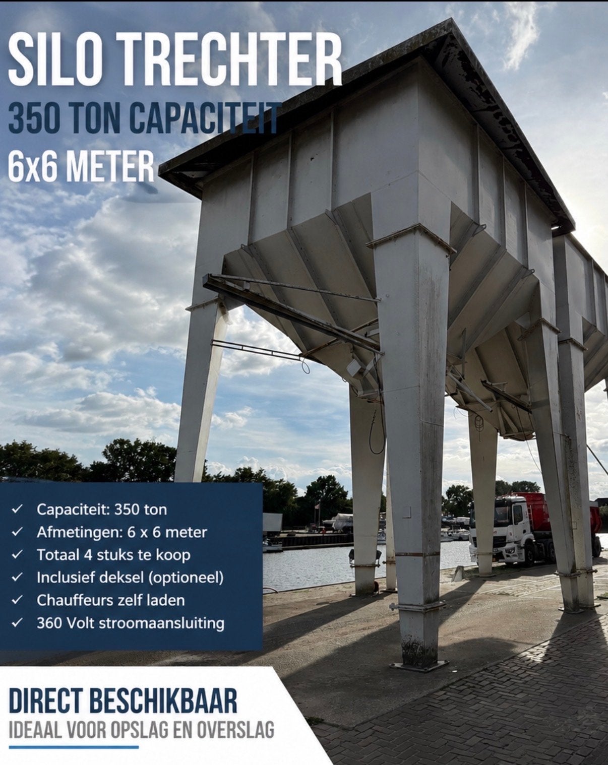 Silo Trechter 350 Ton Capaciteit 6x6 Meter, Ophalen