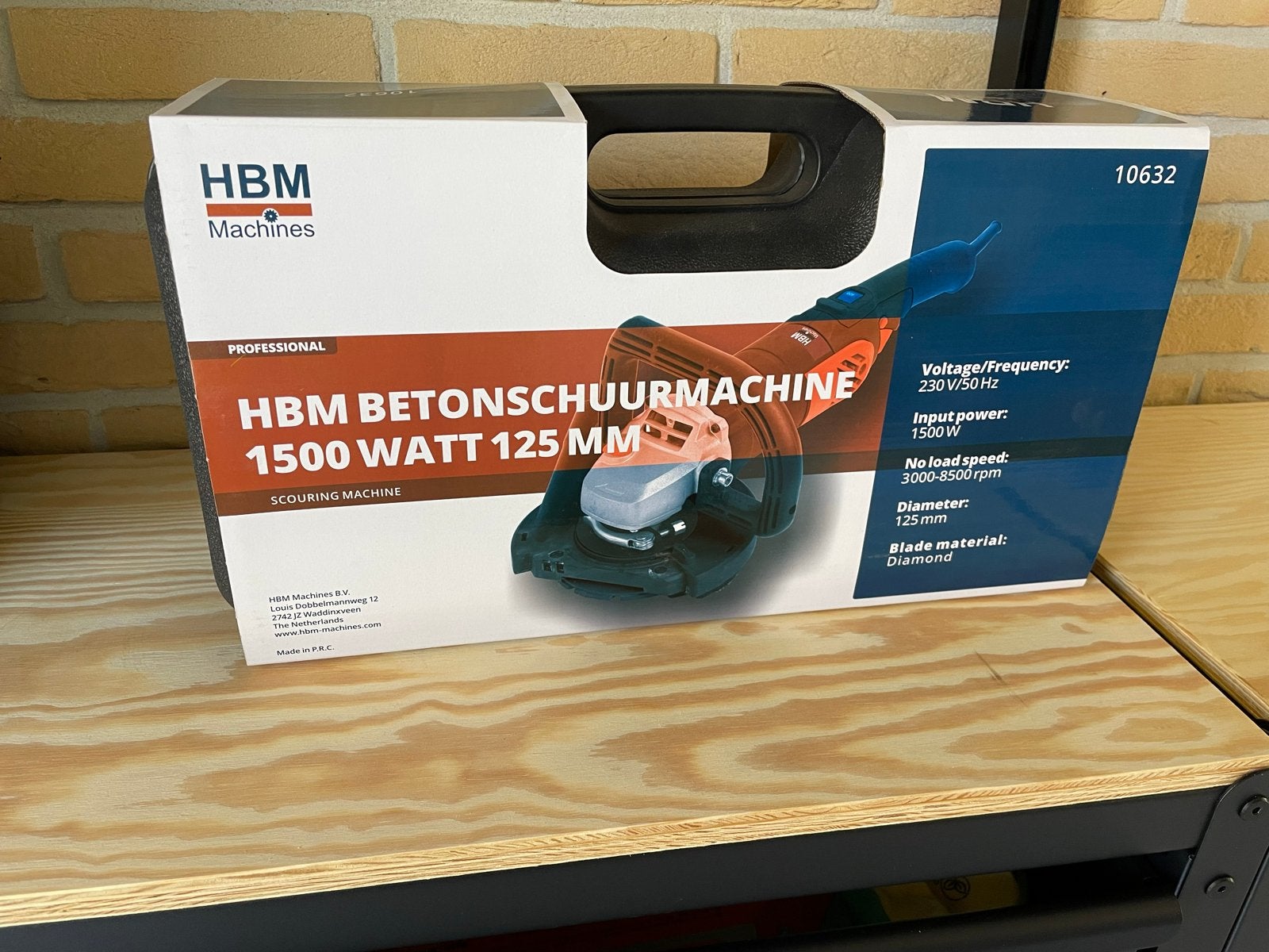 HBM Betonschuurmachine 1500W 125mm met stofafzuigkap, Ophalen, Nieuw, 1200 watt of meer, Overige typen