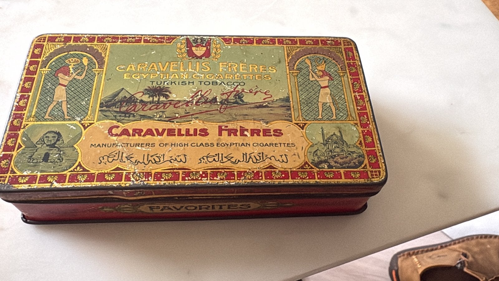 Caravellis Freres sigarettenblik 1930-1935, 50 sigaretten, Ophalen of Verzenden, Zo goed als nieuw, Overige, Overige merken