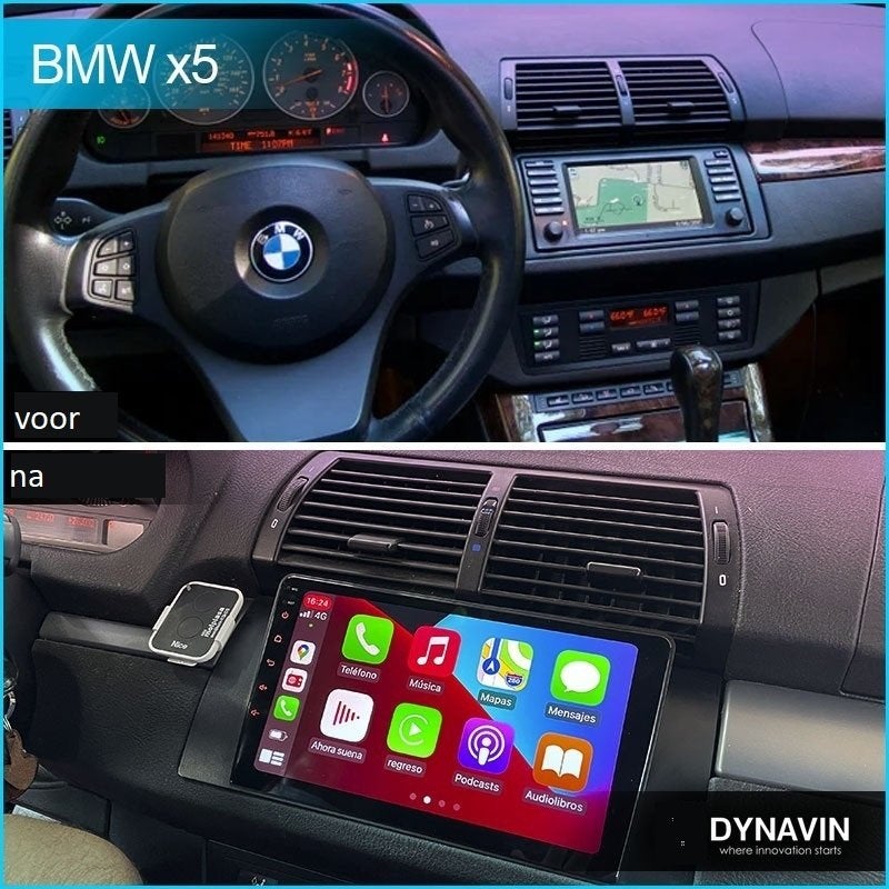 Navigatie bmw x5 e53 2000-2007 android 15 apple carplay usb