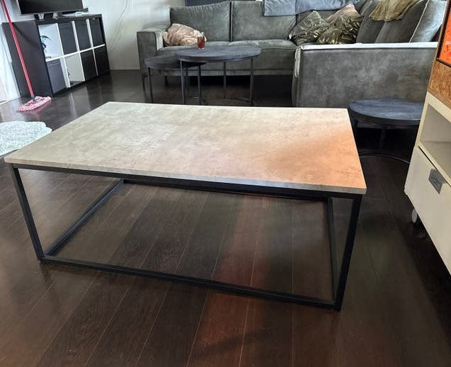 Salontafel 75x115 cm met metalen frame, Ophalen, Gebruikt, 100 tot 150 cm, 50 tot 100 cm