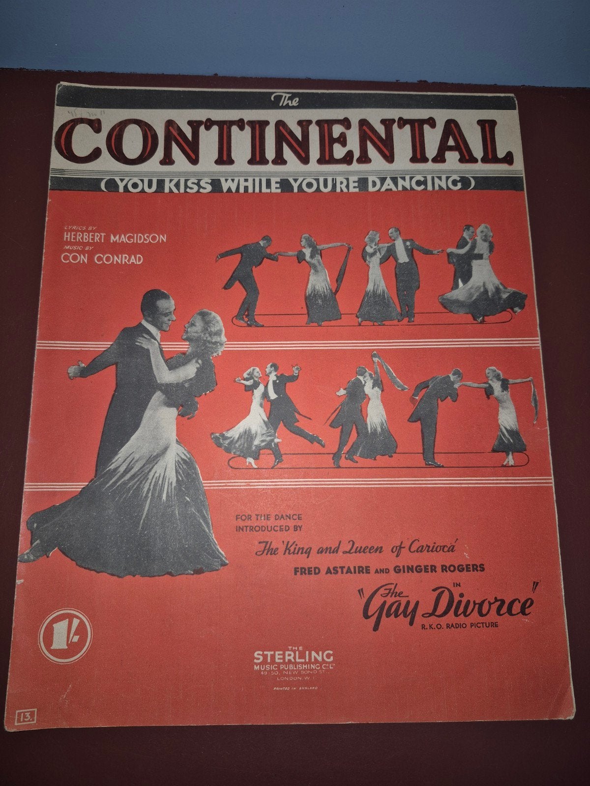 Bladmuziek: The Continental (You Kiss While You're Dancing), Piano, Gebruikt, Filmmuziek en Soundtracks, Overige soorten