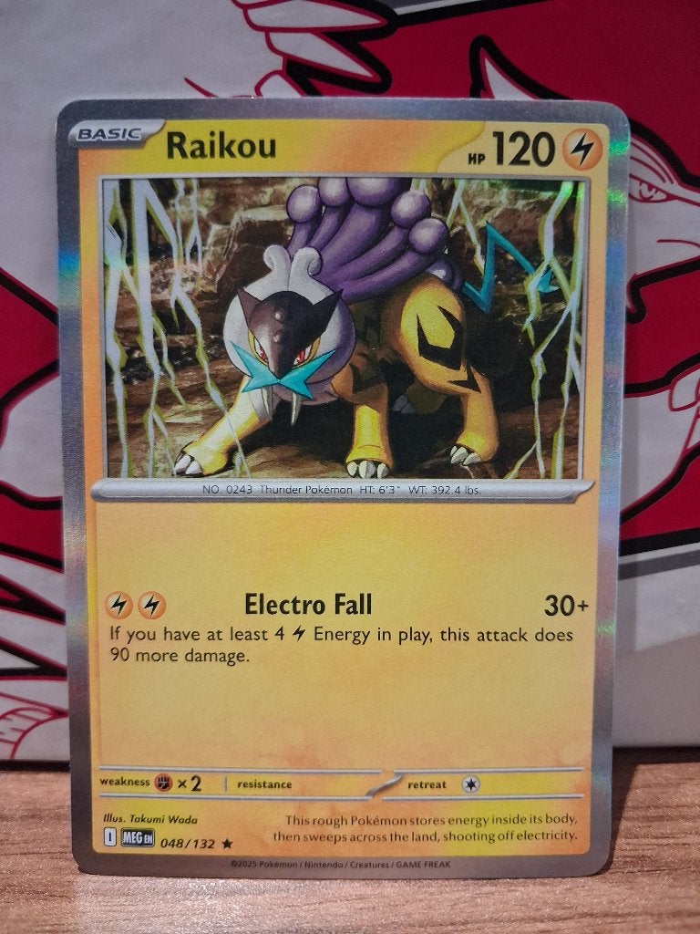 Pokemon Raikou MEG 048/132 holo, Ophalen of Verzenden, Nieuw, Losse kaart