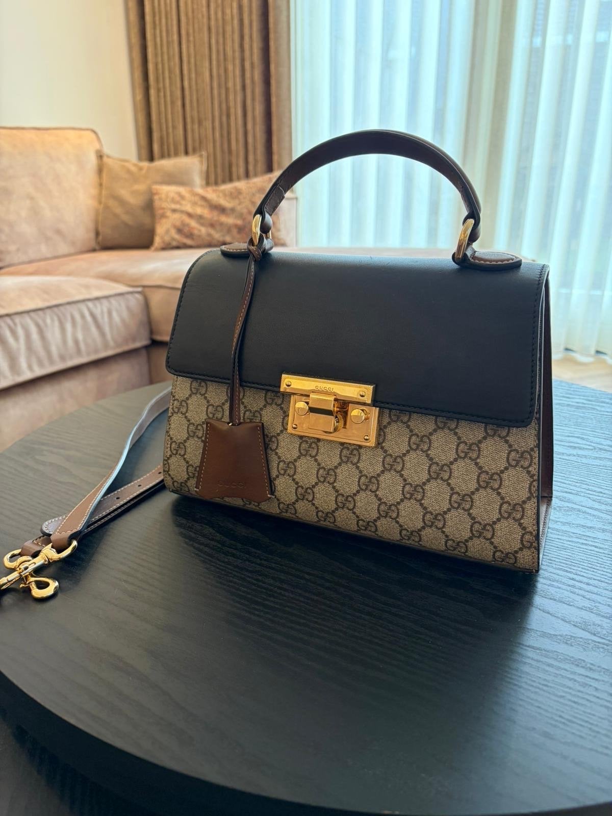 Gucci Padlock GG Supreme Schoudertas, Ophalen of Verzenden, Zo goed als nieuw, Bruin, Schoudertasje