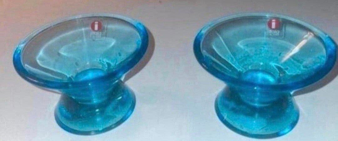 5 blauwe Ittala Kartio waxinelichten. Finland., Ophalen of Verzenden