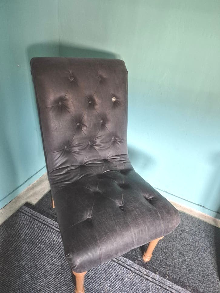 riviera maison penilli leer comfort stoel donkergrijs, Ophalen, Eenpersoons, Minder dan 75 cm, Leer