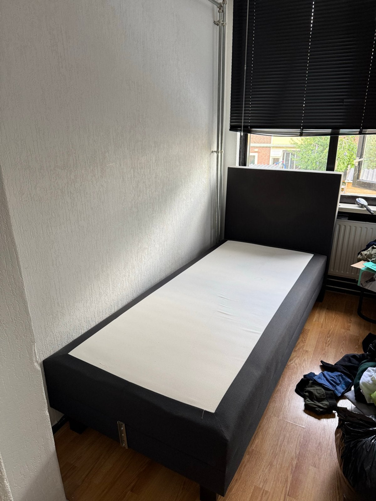 Eenpersoons boxspring bed - Zwart, Ophalen, Gebruikt, 90 cm, Eenpersoons
