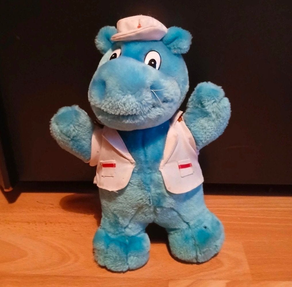 Dokter Nijlpaard Knuffel - Zacht Blauw, Gebruikt, Overige merken, Overige karakters, Overige typen