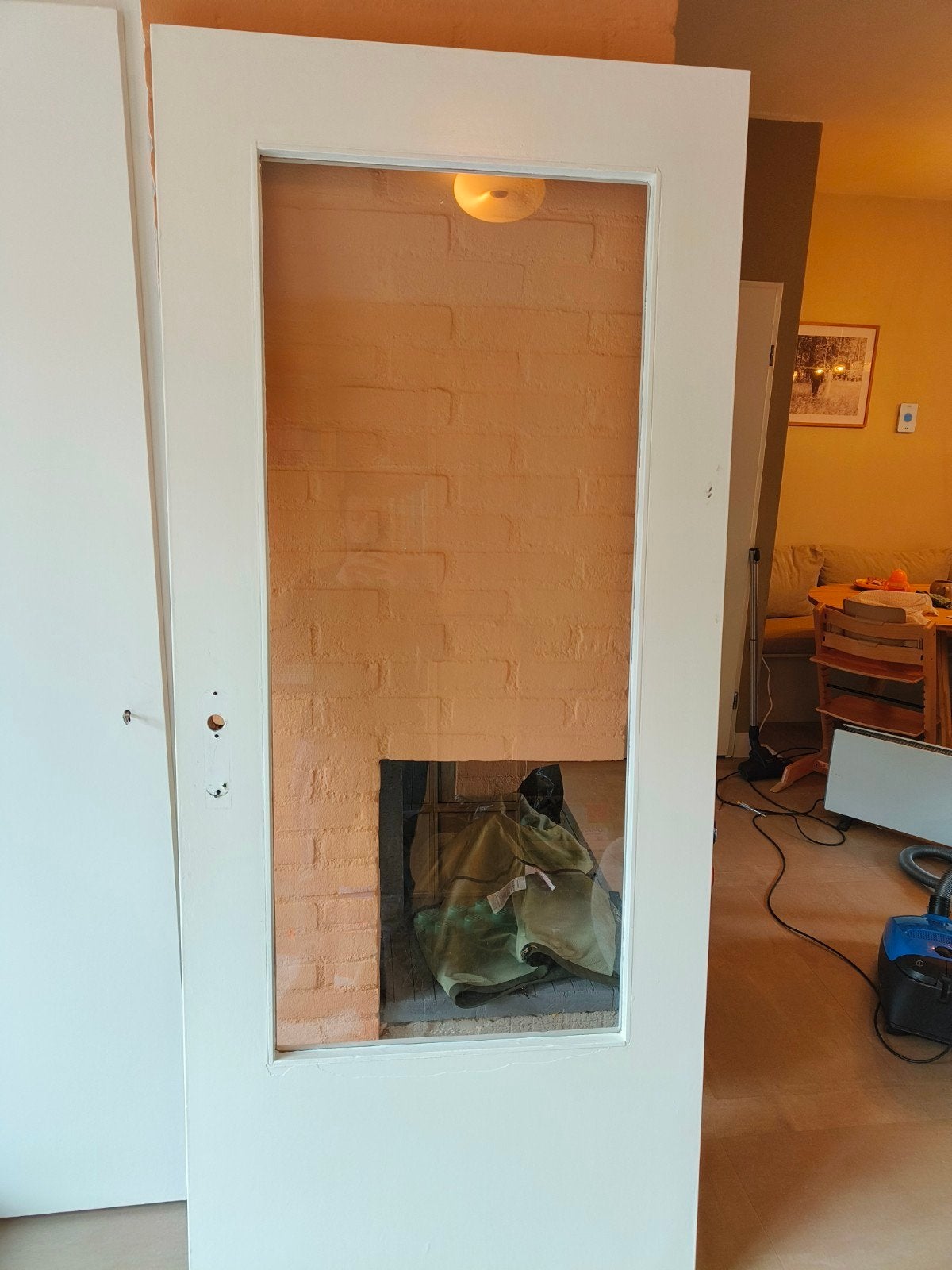 Witte opdek binnendeur met glas - Gebruikt, Ophalen, Gebruikt, 80 tot 100 cm, Binnendeur