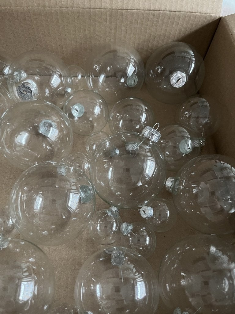 Doorzichtige glazen kerstballen, Ophalen, Zo goed als nieuw