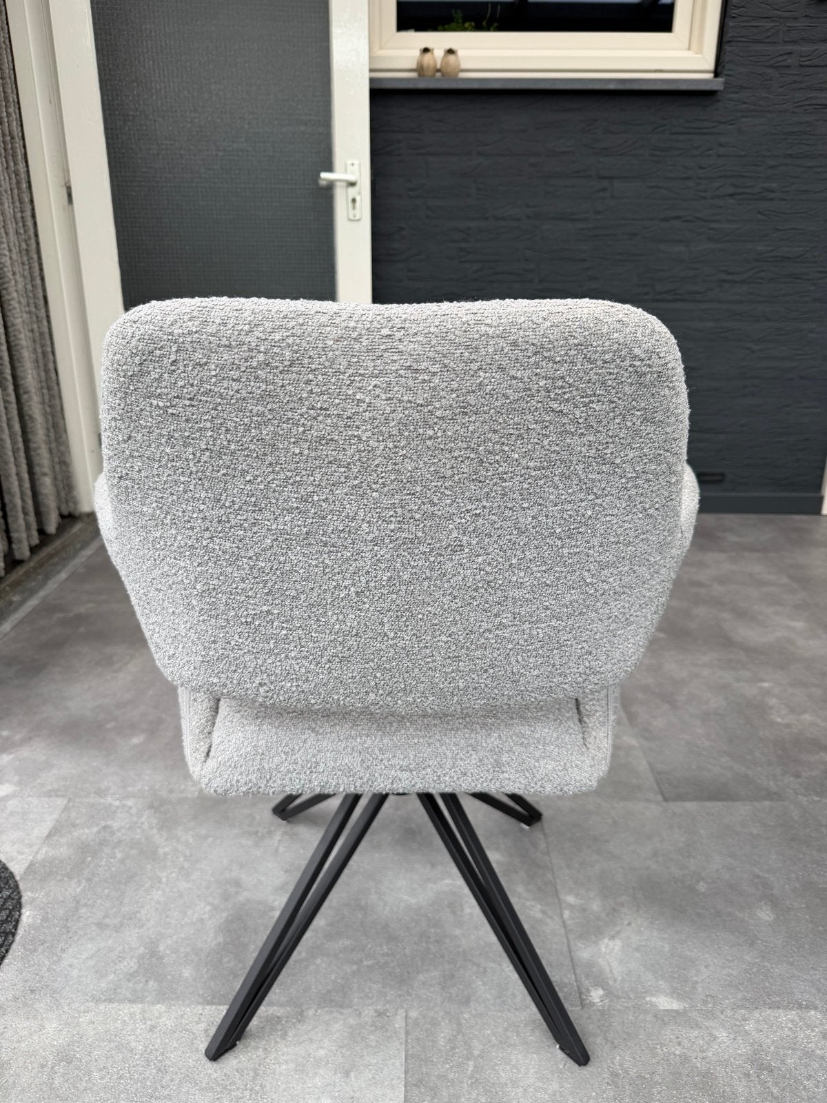 4 Moderne draaibare eetkamerstoel - Grijs stof., Huis en Inrichting, Stoelen, Ophalen, Zo goed als nieuw, Vier, Stof