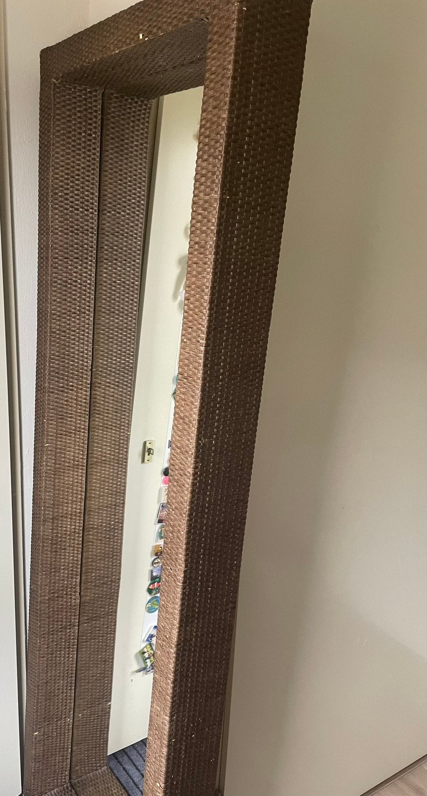 Spiegel groot rotan, Ophalen, Gebruikt, 150 tot 200 cm, Rechthoekig