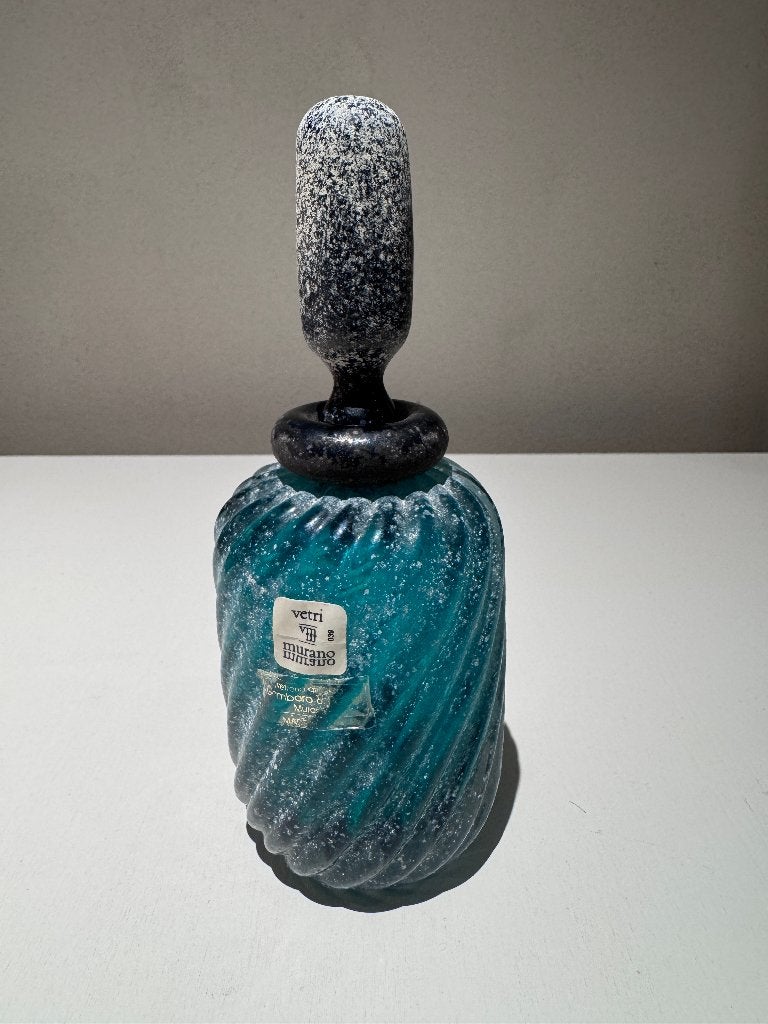 murano glaswerk klein groen flesje met losse stolp, Ophalen of Verzenden