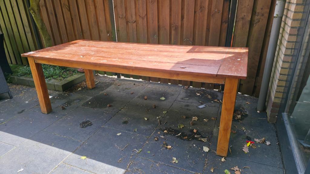 Teak houten tafel., Ophalen, Rechthoekig, Teakhout