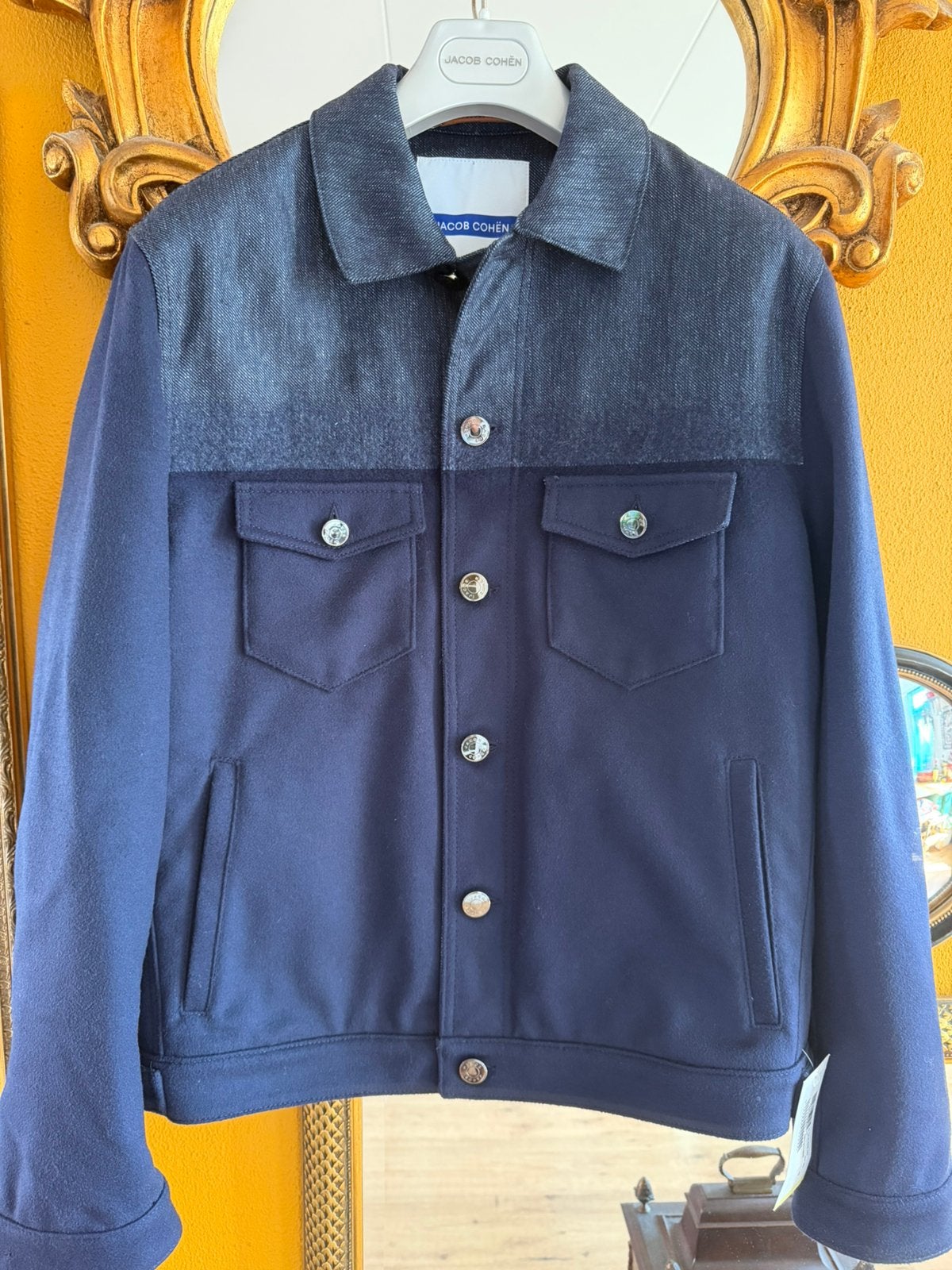 Jacob Cohën trucker jacket NIEUW cashmere mix maat 50 blauw, Ophalen of Verzenden, Nieuw, Maat 48/50 (M), Blauw