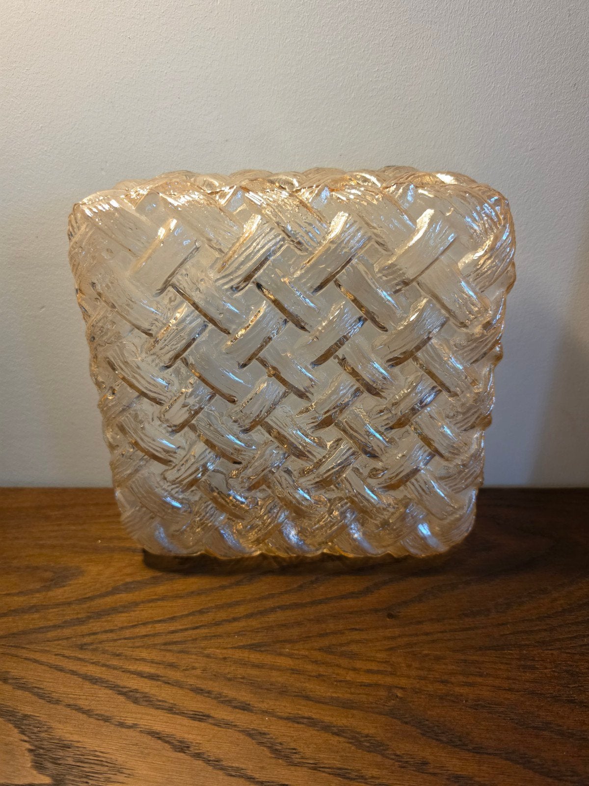 amberglas plafondlamp vintage Plafonnière xl, Ophalen of Verzenden, Zo goed als nieuw, Glas