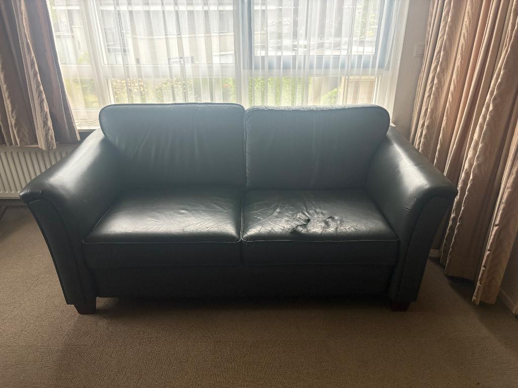 Bankstel GRATIS  2 zitter leder, Ophalen, Gebruikt, 150 tot 200 cm, Tweepersoons