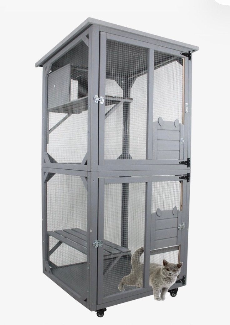Kattenhuis, Kattenkooi, kattenhok op wielen met plateaus, Dieren en Toebehoren, Ophalen