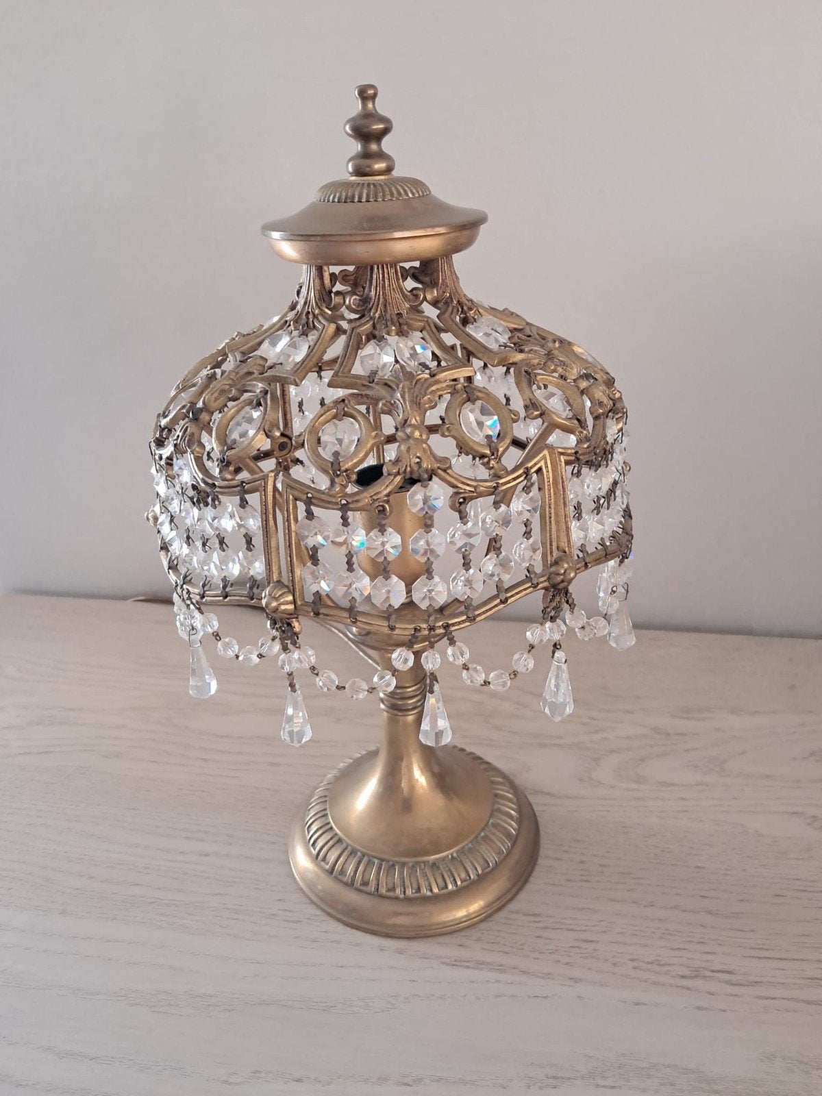 Elegante Perus Andreu Tafellamp - Antiek Brons & Kristal, Ophalen of Verzenden