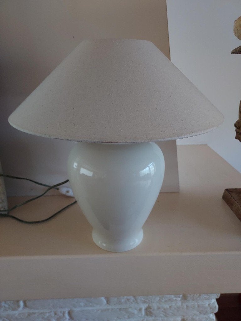 Witte Schemerlamp met witte kap, 30 tot 60 watt, Led-lamp, Zo goed als nieuw, E27 (groot)