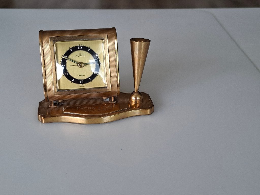 TAFEL-BUREAU KLOK JAREN 50 MET PENHOUDER, Ophalen of Verzenden