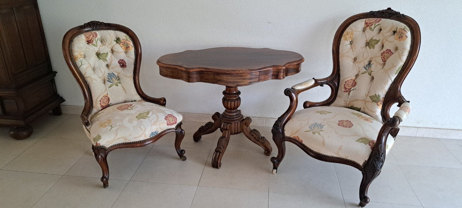 Franse set van 2 antieke stoelen en tafel, Ophalen