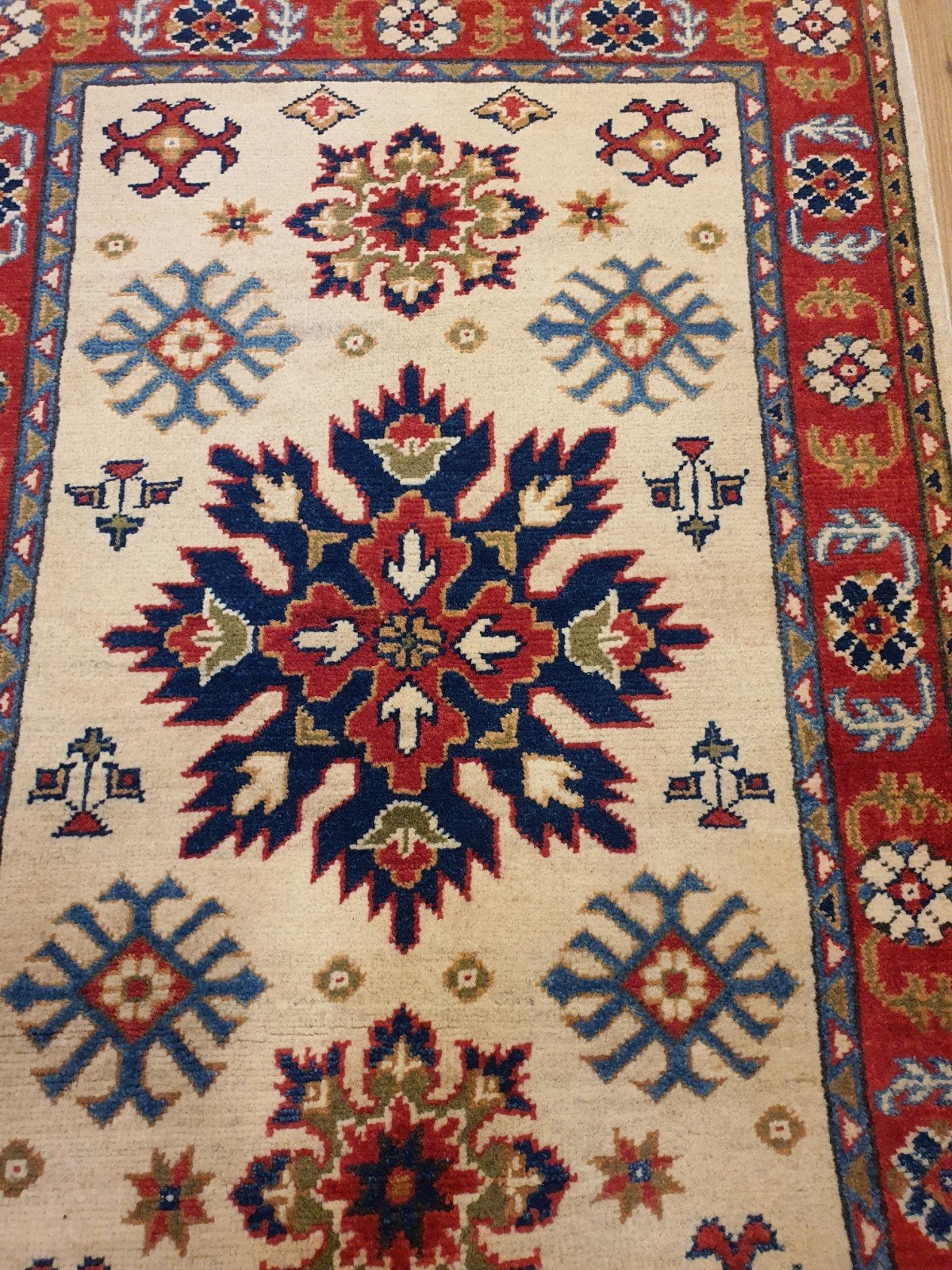 Handgeknoopt oosters tapijt kazak 117x78, Info@SlatsAntiek.nl, Crème, 100 tot 150 cm, Perzisch
