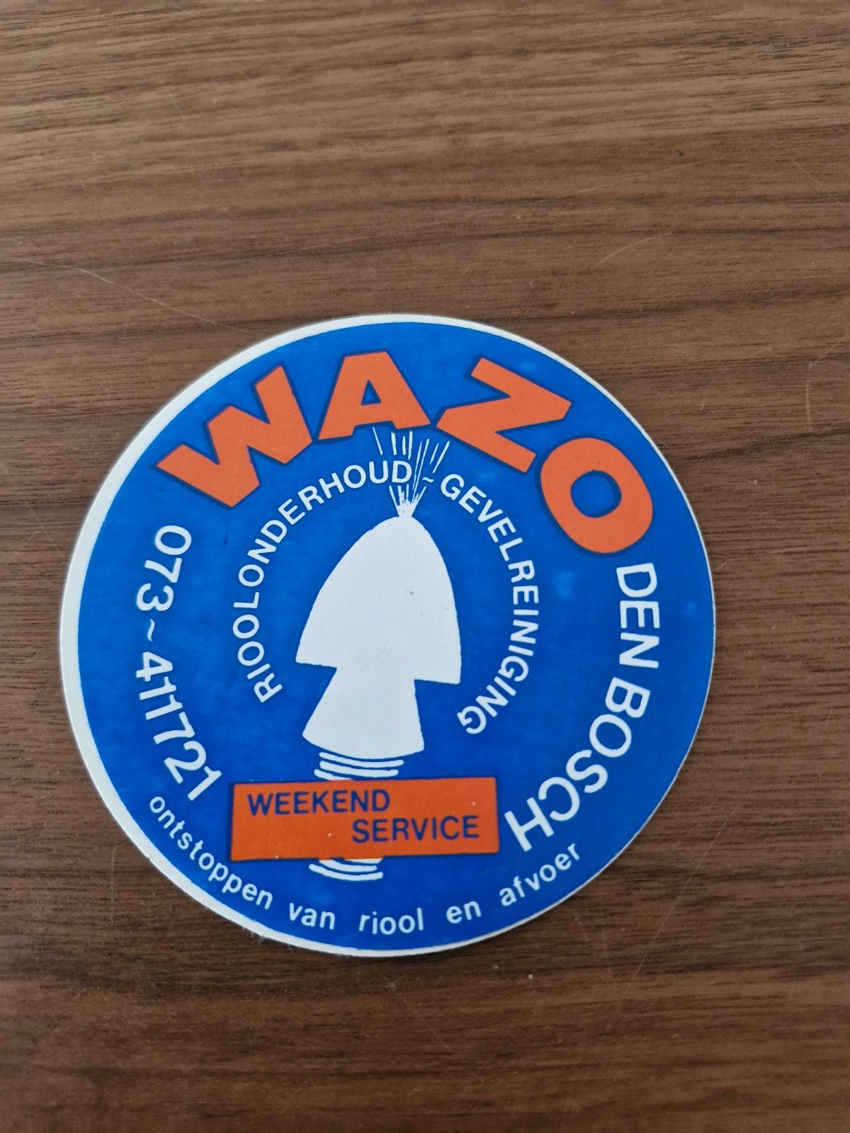 11299  WAZO Den Bosch Sticker - Riolering en Gevelreiniging, Ophalen of Verzenden, Gebruikt, Bedrijf of Vereniging