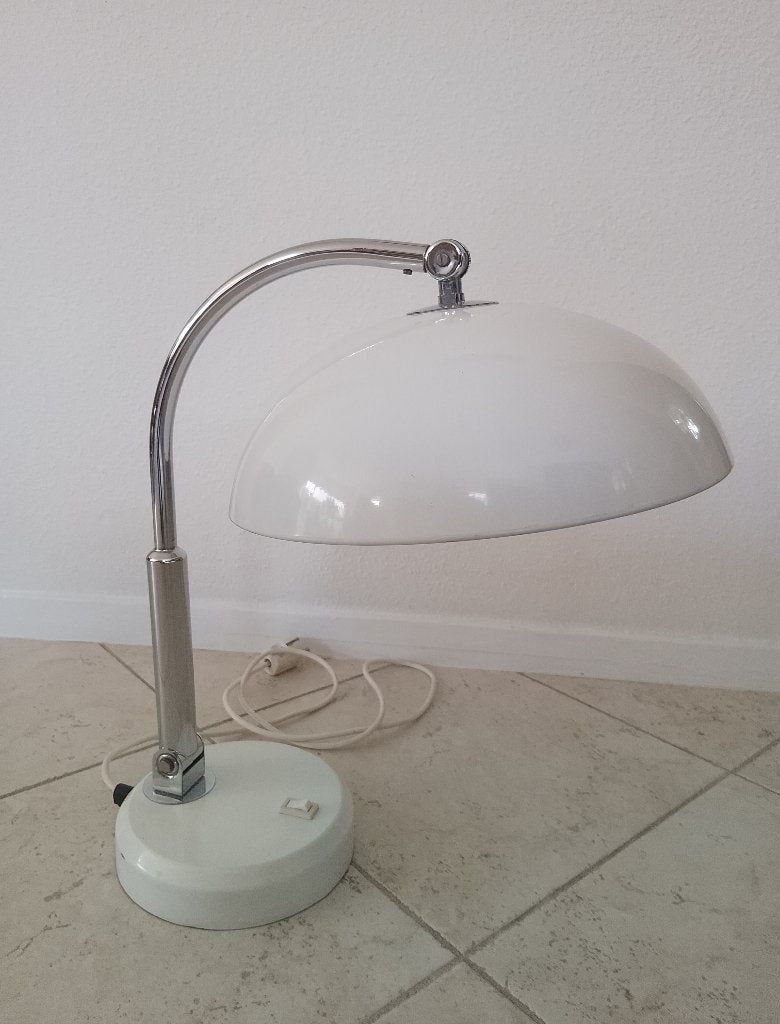 Hala Zeist Vintage burolamp wit chroom, Ophalen, Bureaulamp, Vintage, Overige materialen