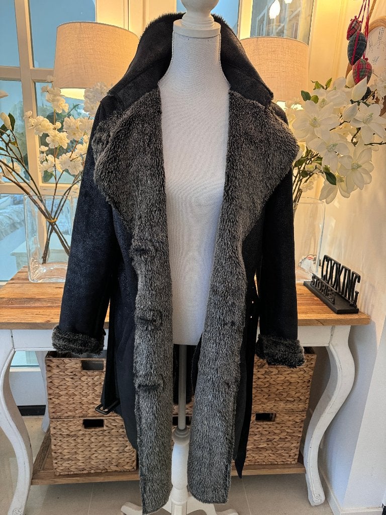 Grijs-Zwarte kunst-lammy Taifun, 40/M, synthetisch, ZGAN., Verzenden, Nieuw, Maat 38/40 (M), Zwart