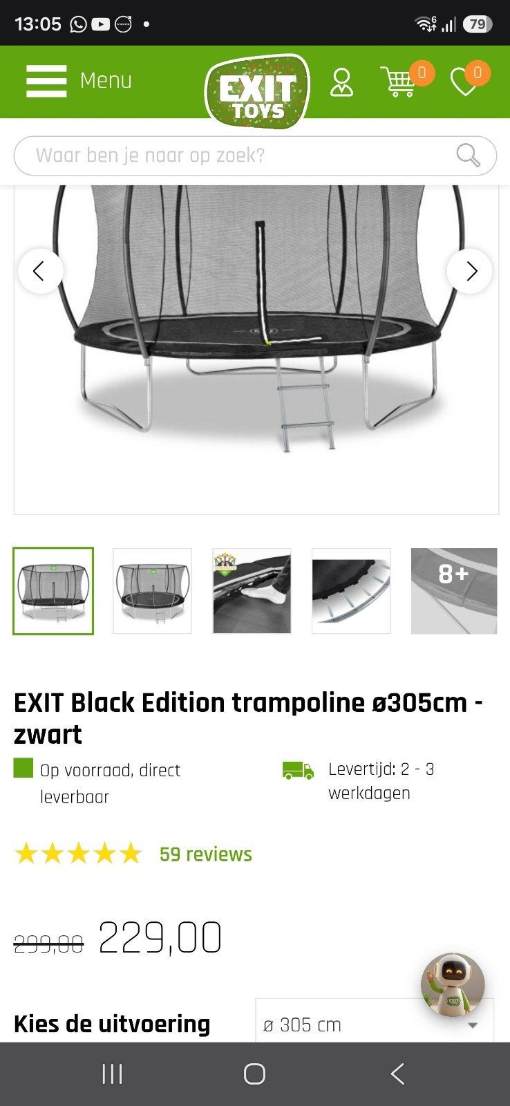 EXIT Black Edition trampoline ø305cm rond, Ophalen, Zo goed als nieuw