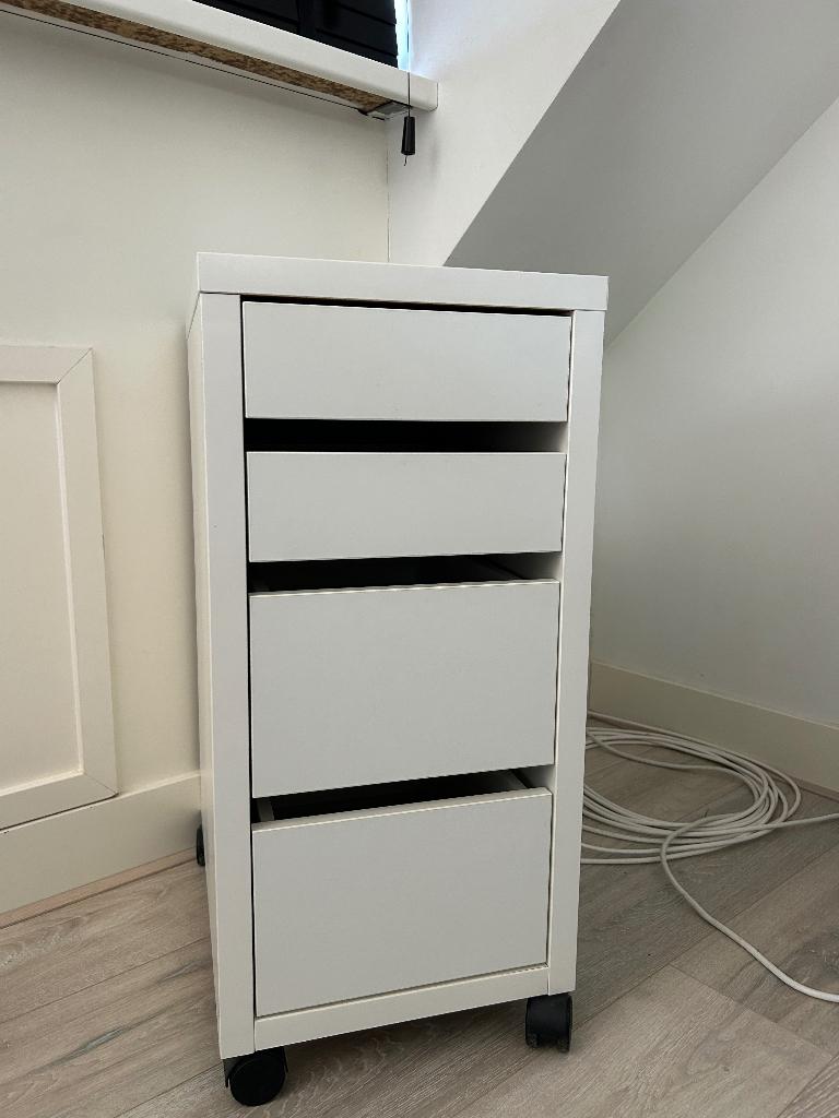 MICKE Ladeblok op wielen, wit, 35x75 cm, Huis en Inrichting, Kasten | Ladekasten, Ophalen, Minder dan 50 cm, Zo goed als nieuw