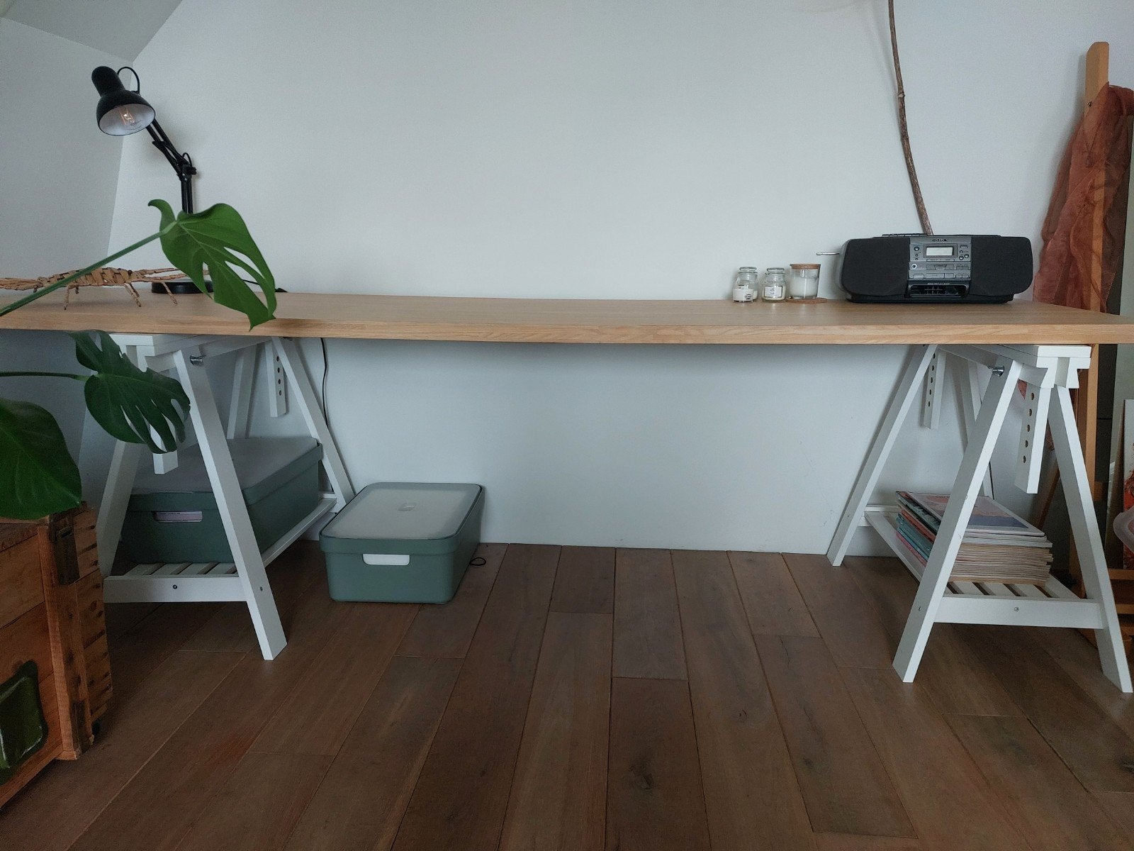 werkblad + schragen, Scandinavisch, Hout, In hoogte verstelbaar, Ophalen of Verzenden