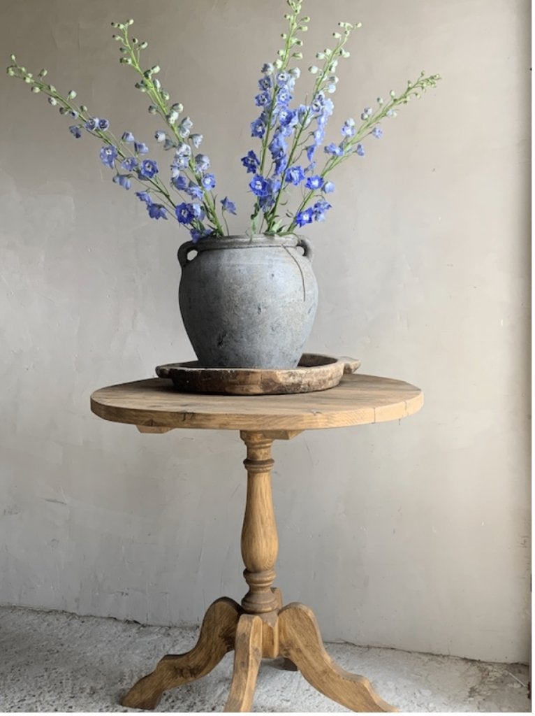 Landelijke WIJNTAFEL ~ ronde bijzettafel ~ oud,sober ~, Huis en Inrichting, Rond, Nieuw, Ophalen of Verzenden, Landelijk