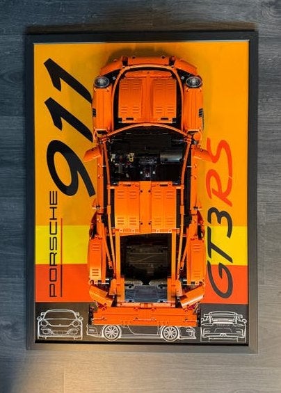 Lego Porsche 911 GT3 RS Muurposter met IKEA Lijst 50x70 cm, Ophalen, Kunststof, Met afbeelding, Zwart
