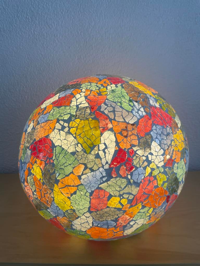 Mozaïek Ronde Tafellamp - Kleurrijk Glas, Ophalen, Zo goed als nieuw, Glas, Minder dan 50 cm