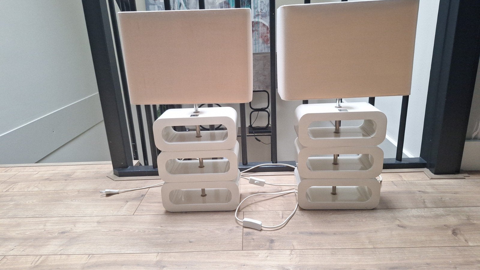 Set Jan des Bouvrie design tafellampen, Huis en Inrichting, Met schakelaar, Gebruikt, Overige merken, Wit